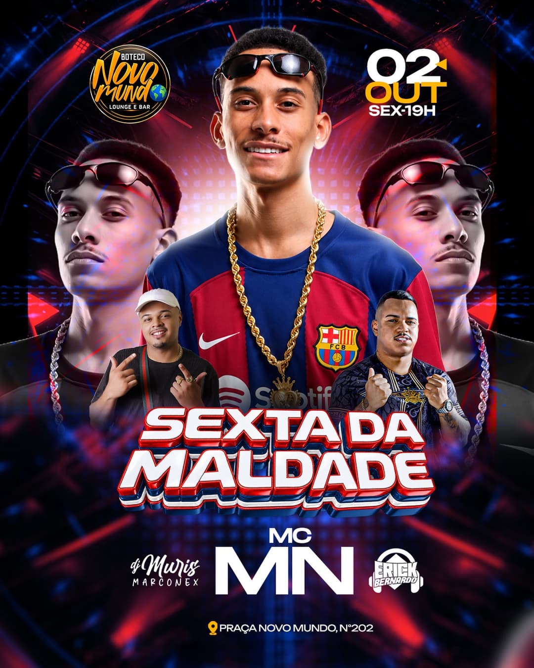 Flyer de MC MN, DJ Erick Bernardo e DJ Muris Marconex