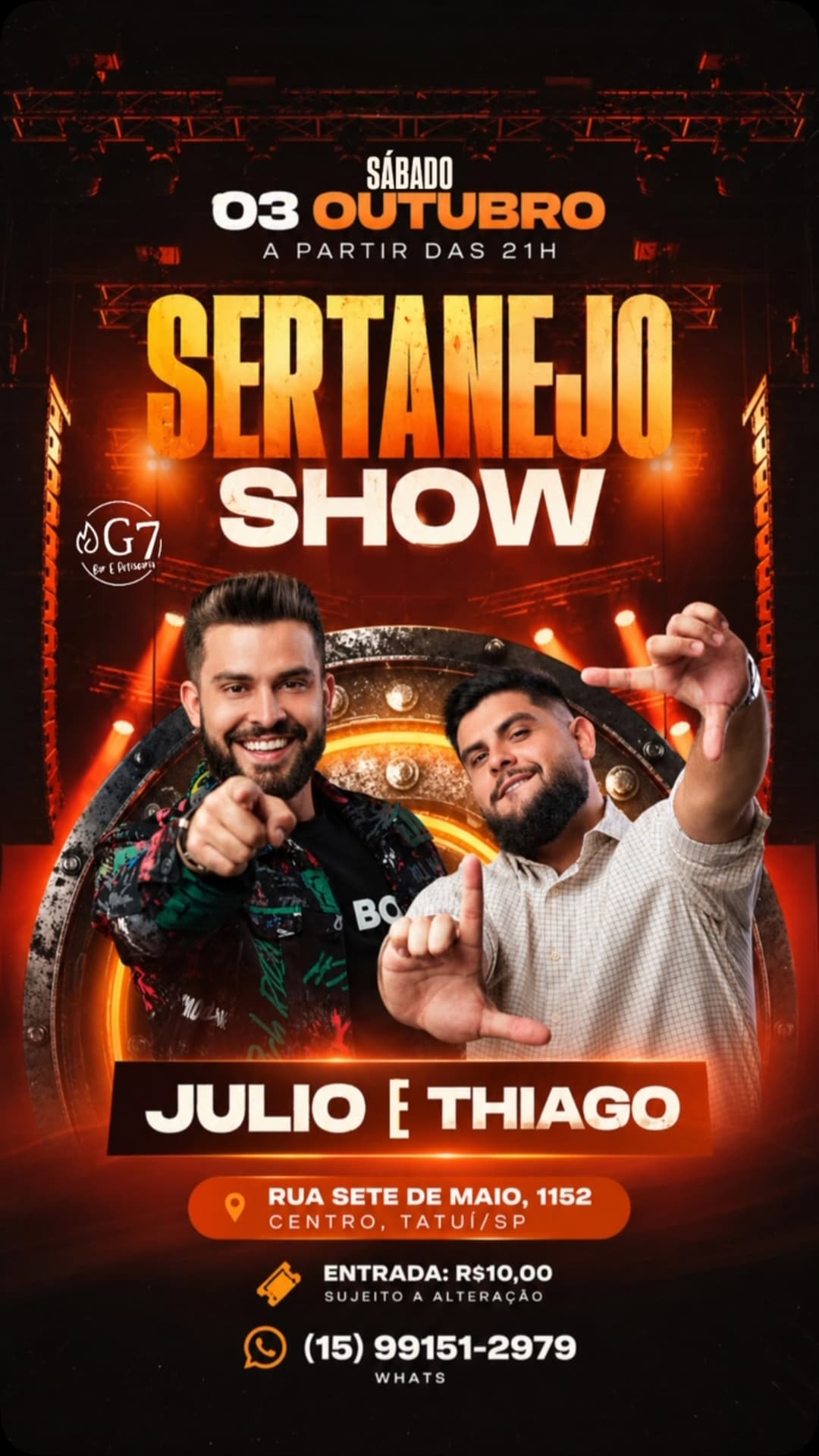 Flyer de Julio e Thiago