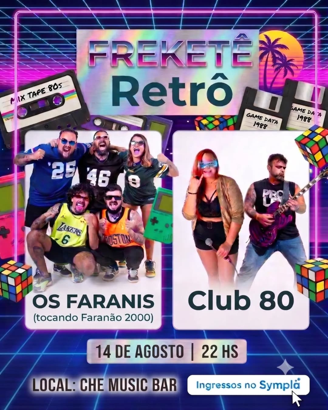 Flyer de Os Faranis e Banda Club 80