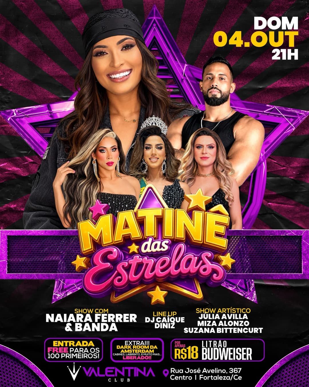 Flyer de Caique Diniz, Miza Alonzo e mais 3 artistas