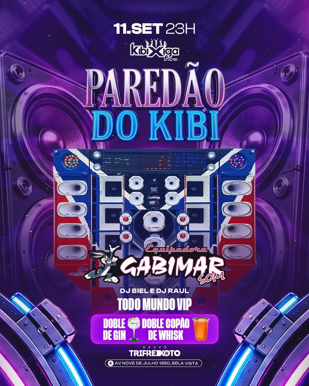 Flyer de DJ Biel, Equipadora Gabimar Som e DJ Raul