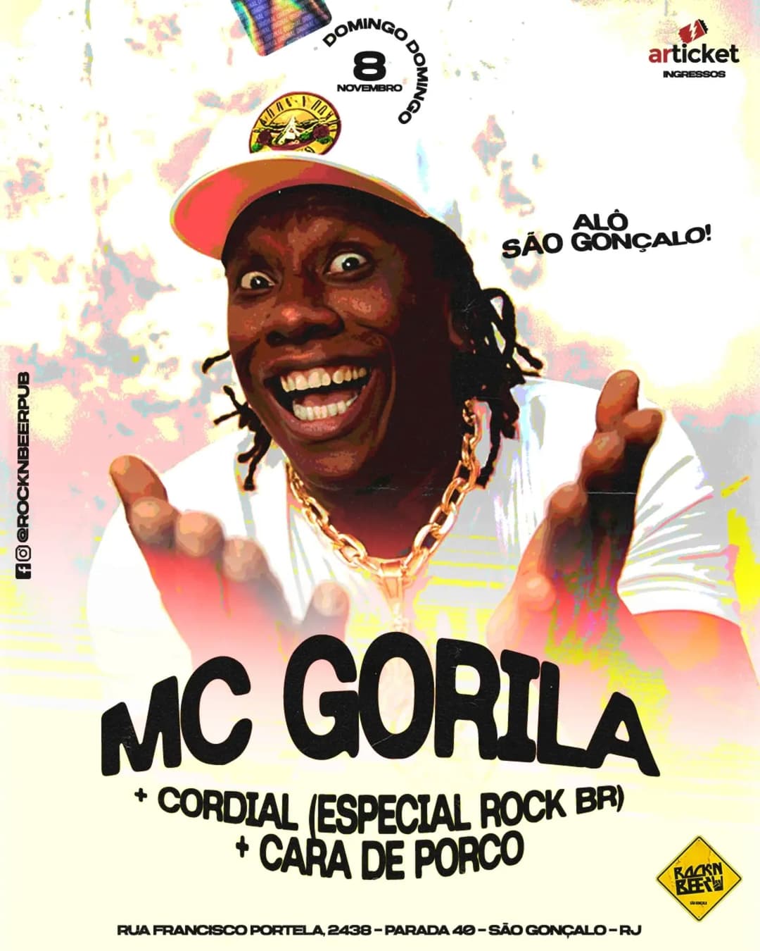 Flyer de Cara de Porco, Cordial e Mc Gorila