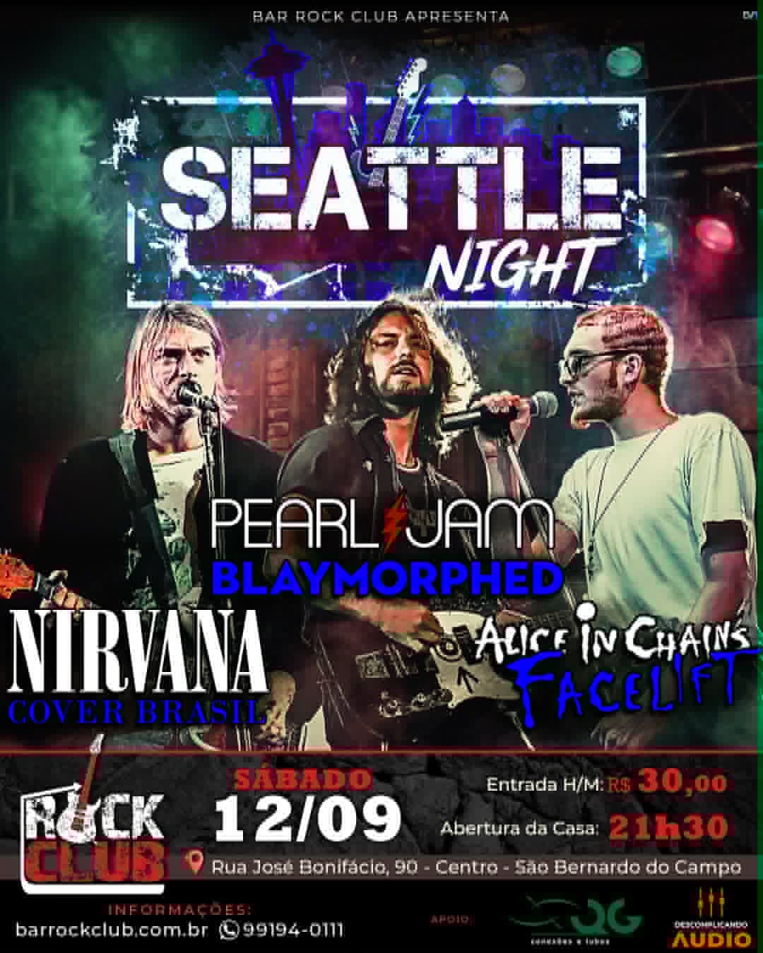 Flyer de Facelift, Blaymorphed e Nirvana Cover Brasil