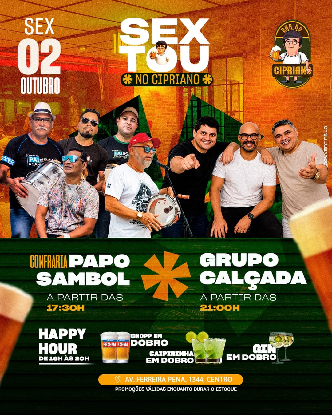Flyer de Papo Sambol e Grupo Calçada