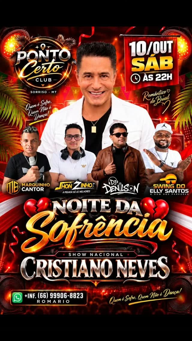 Flyer de Cristiano Neves, Marquinho Cantor e mais 3 artistas