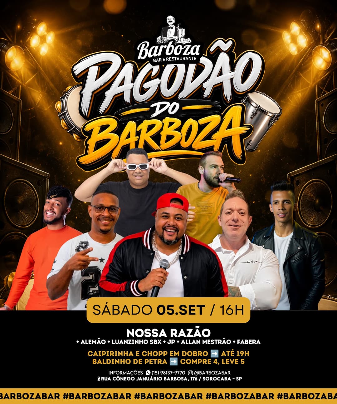 Flyer de Grupo Nossa Razão, JP, Alemão e mais 3 artistas