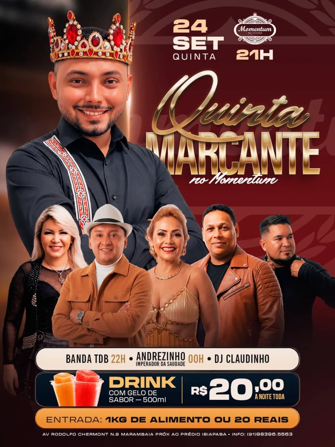 Flyer de Banda TDB e Andrezinho, Imperador da Saudade