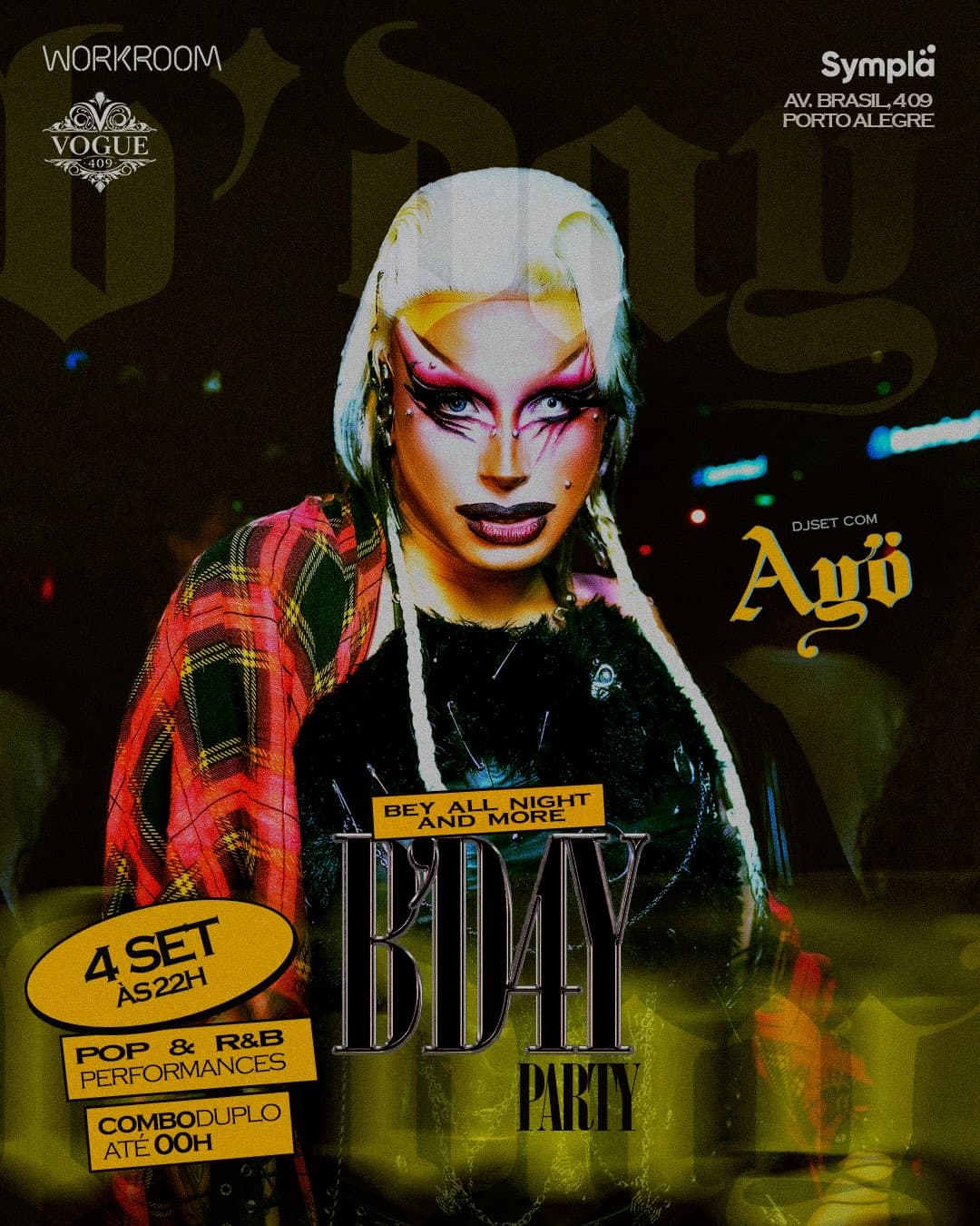 Flyer de Ayô, Bru Martins, Thuane Pereira, Vittt e Golden