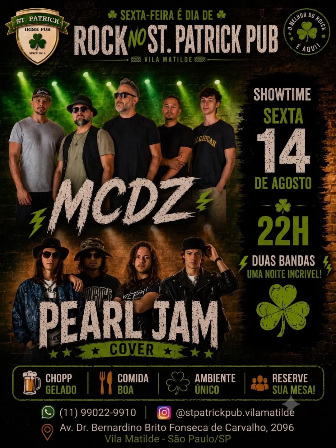 Flyer de MCDZ e Pearl Jam Cover
