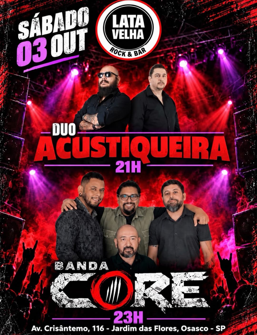 Flyer de Banda Core e Duo Acustiqueira