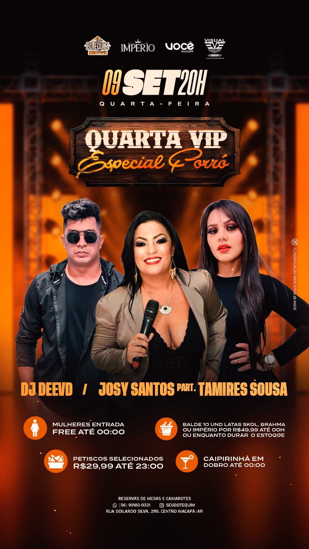 Flyer de Tamires Sousa, DJ Deeved e Josy Santos