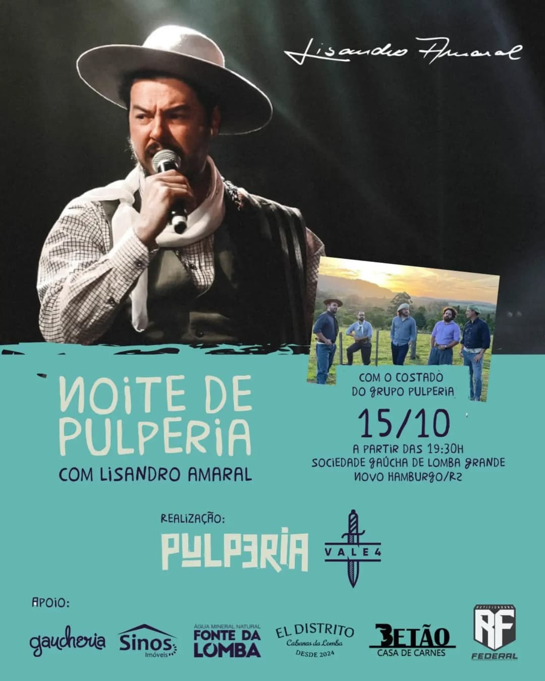 Flyer de Grupo Pulperia e Lisandro Amaral