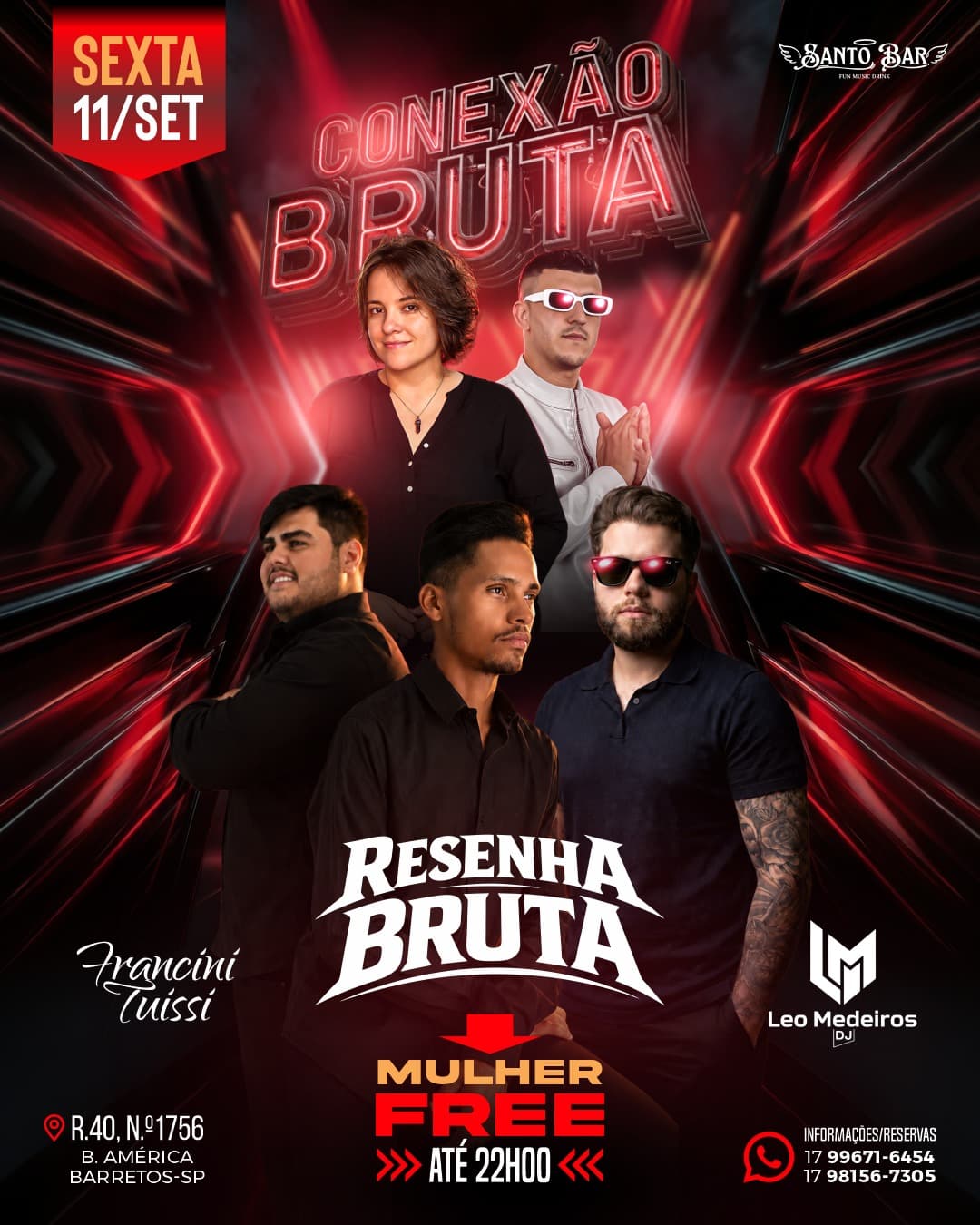 Flyer de Resenha Bruta, Francini Tuissi e Leo Medeiros DJ