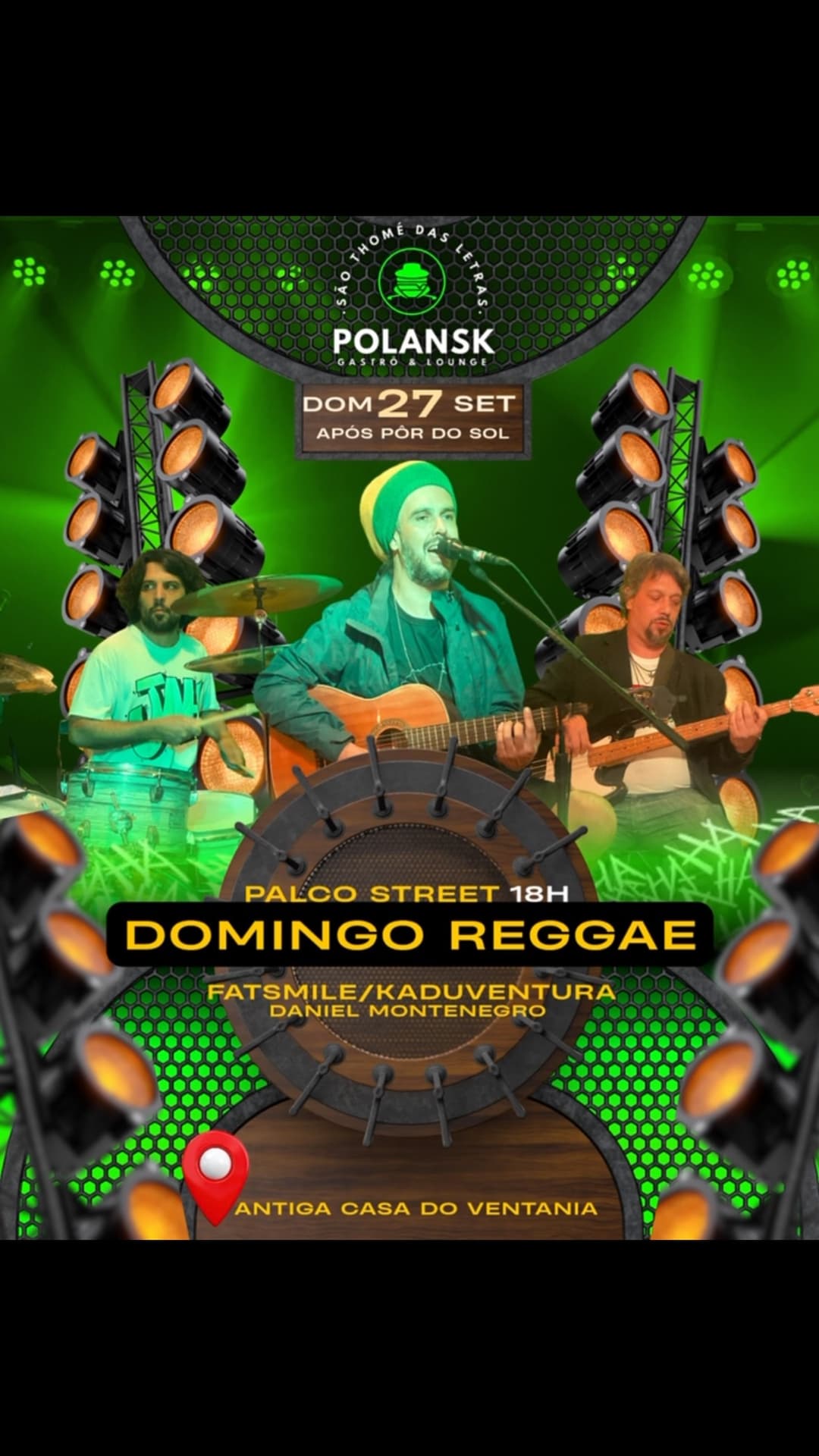 Flyer de Royal Reggae Band, Ventura Kadu e Ras Montenegro