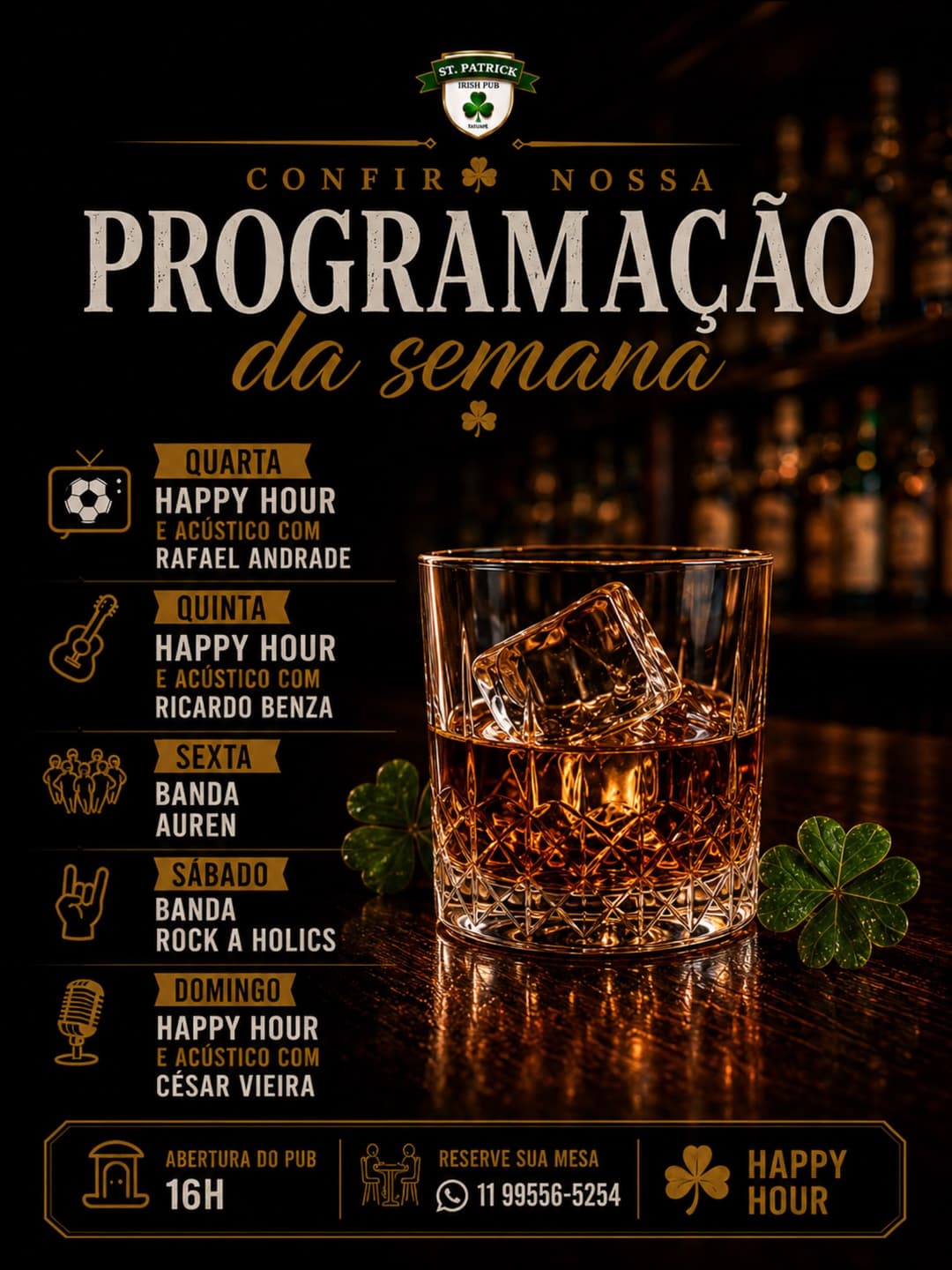 Flyer de Ricardo Benza, Banda Rockaholics e mais 5 artistas