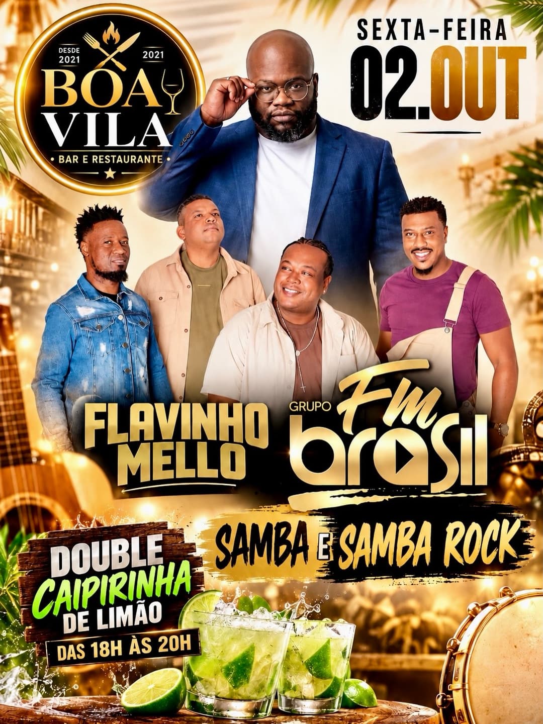 Flyer de Flavinho Mello e Grupo FM Brasil