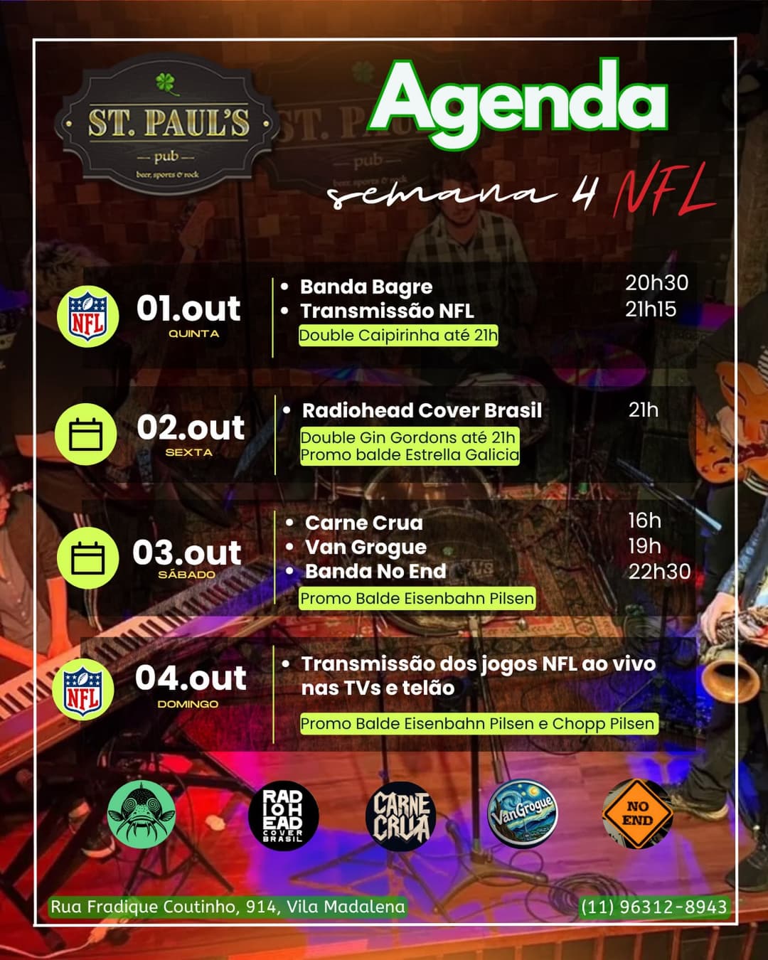 Flyer de Carne Crua, Van Grogue e Banda No End