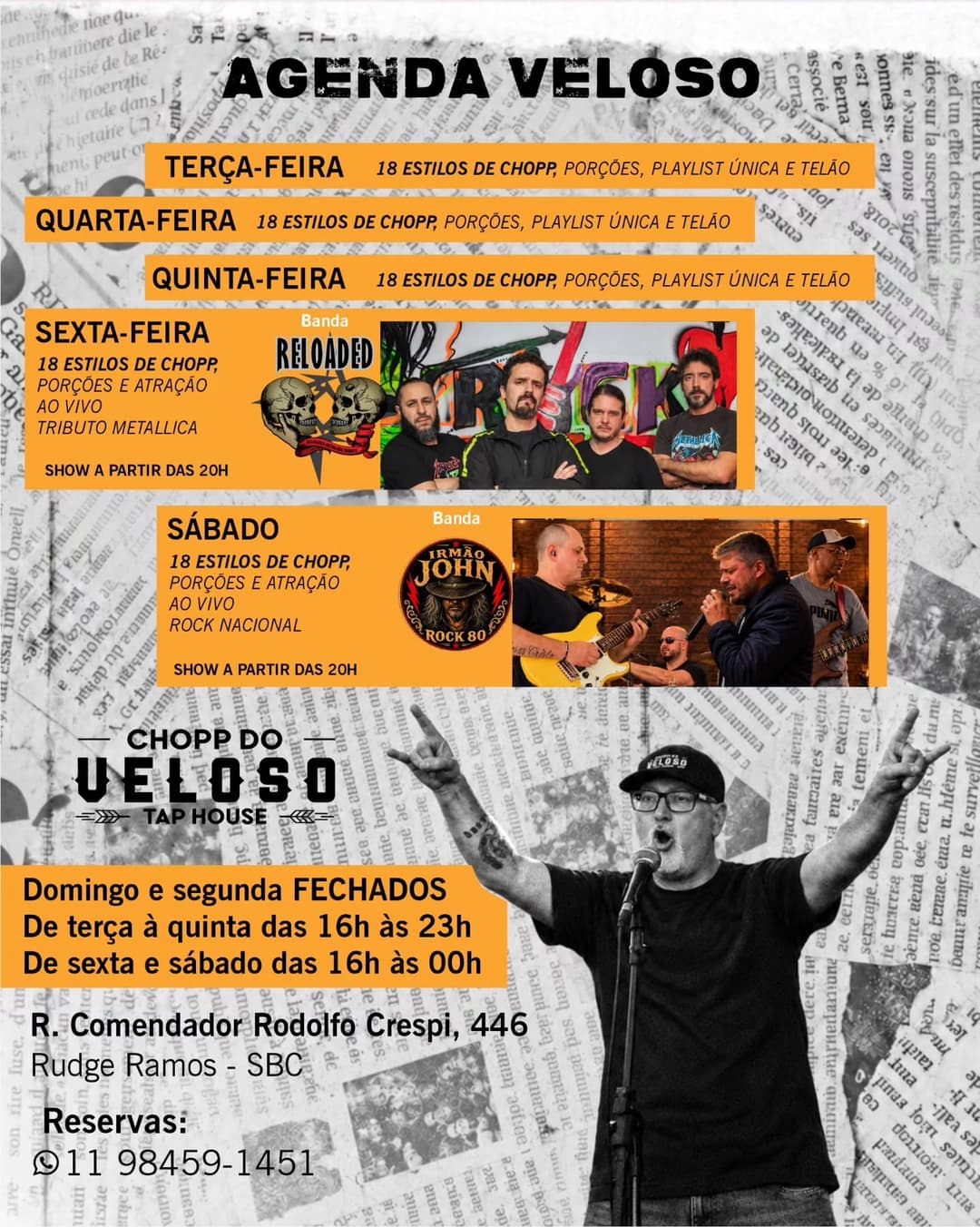 Flyer de Banda RELOADED e Irmão John ROCK 80