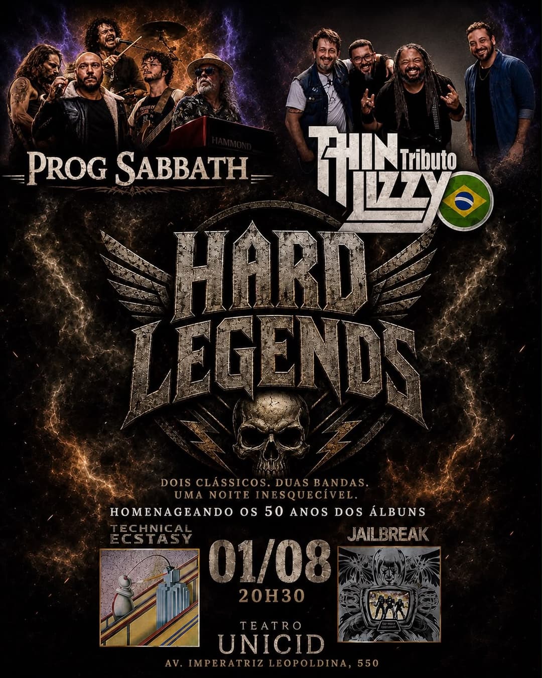 Flyer de Prog Sabbath e Thin Lizzy Tributo Brasil