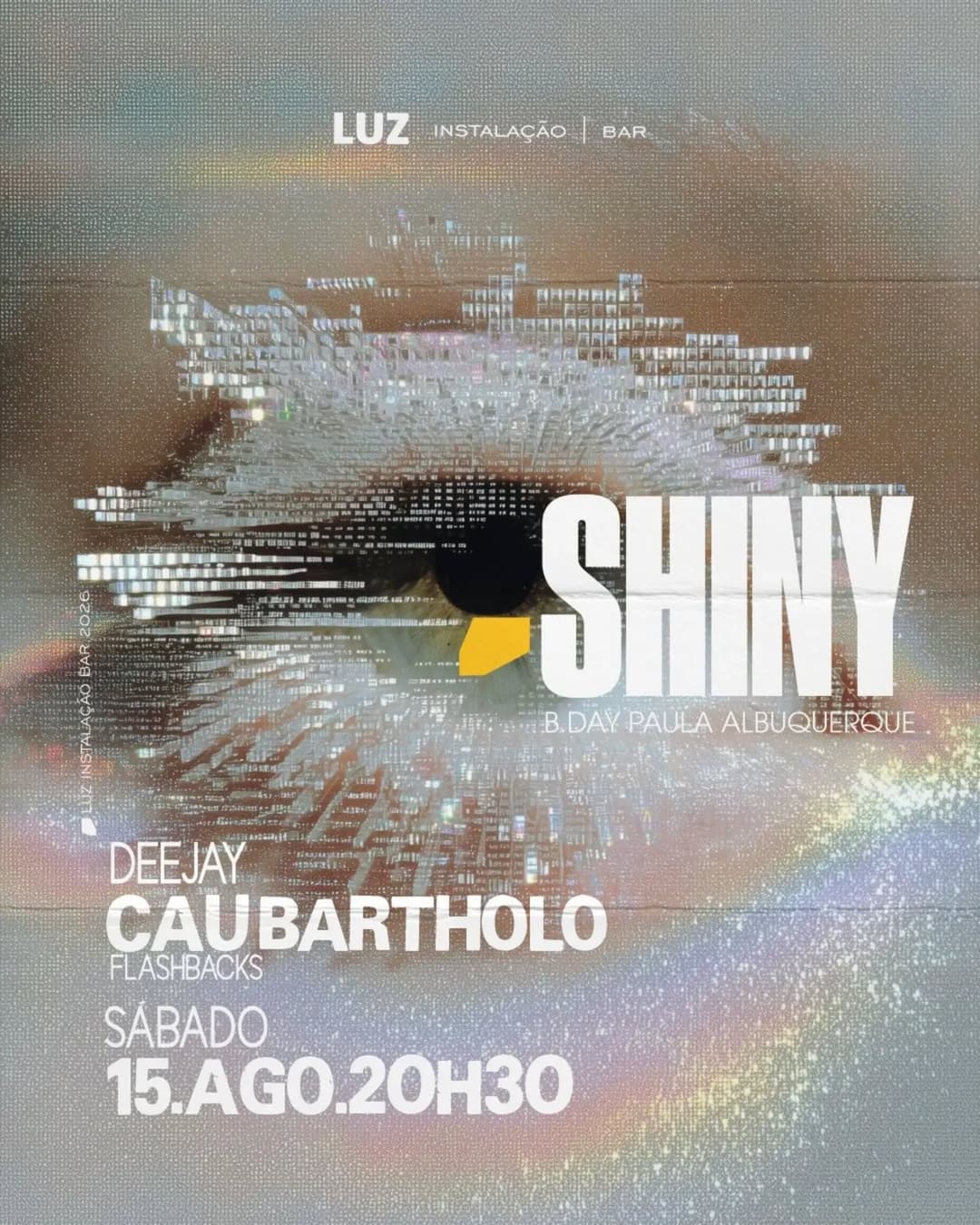 Flyer de Paula Albuquerque e DJ Cau Bartholo