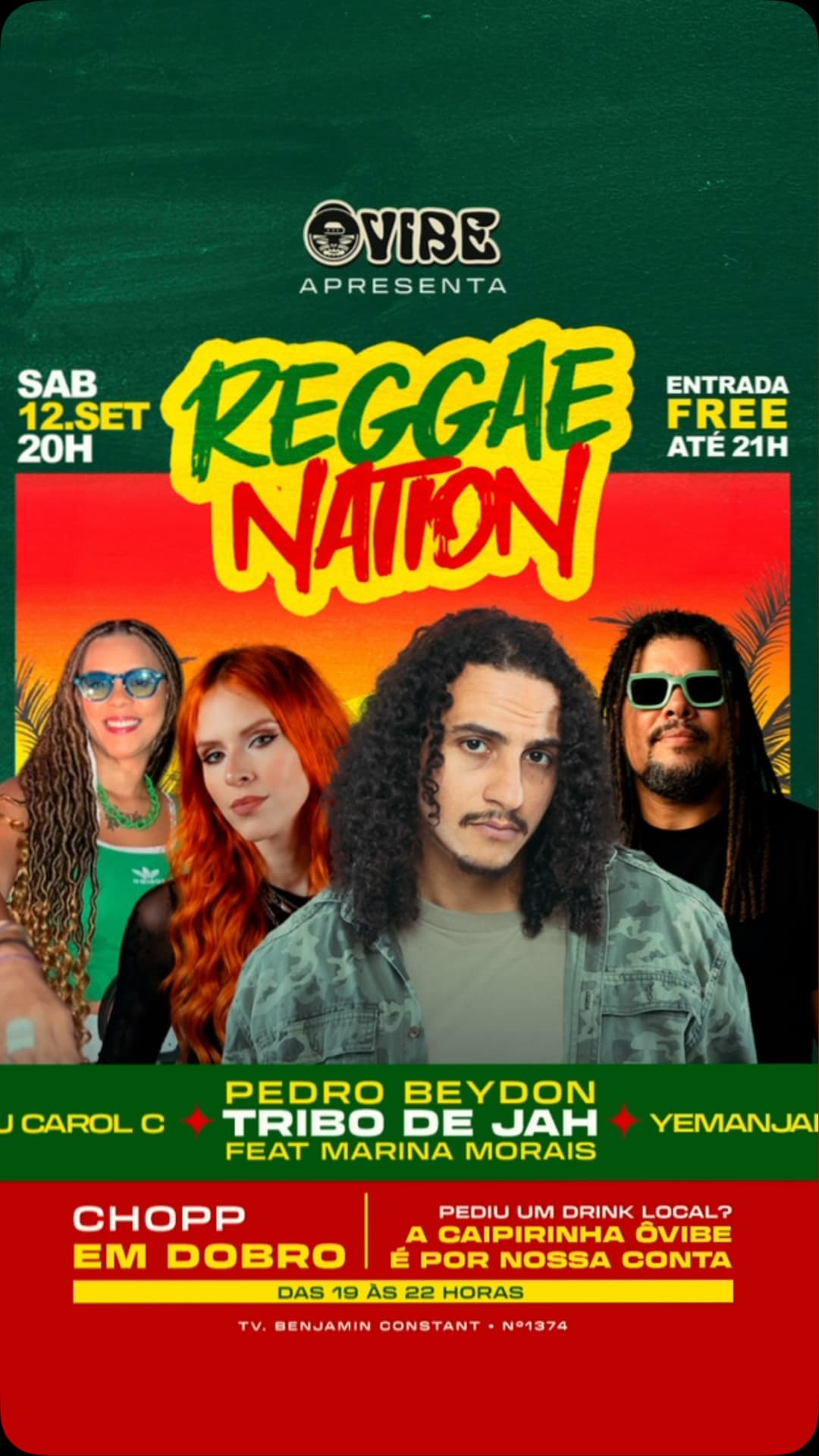 Flyer de Pedro Beydoun, Tribo de Jah e mais 3 artistas