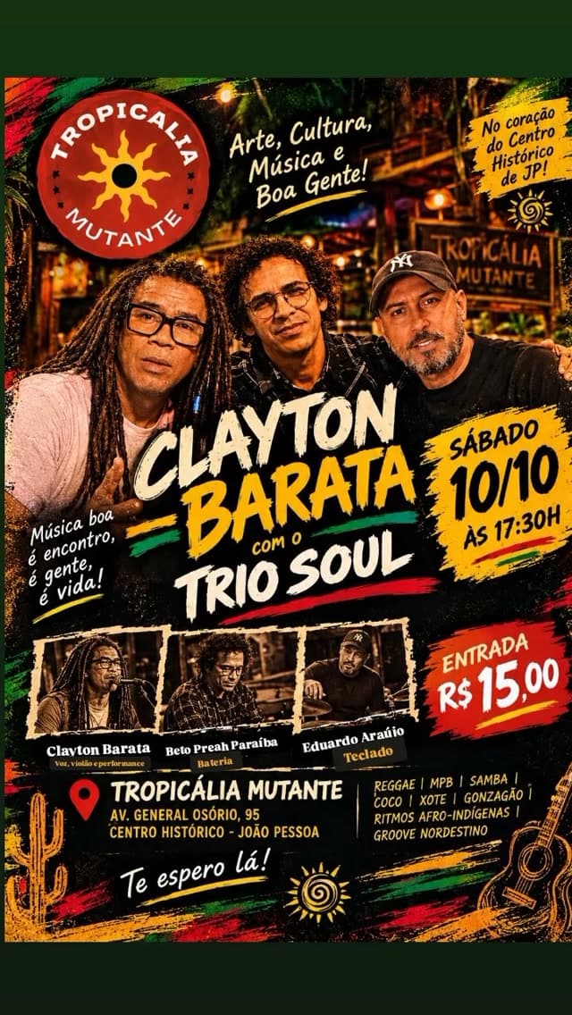 Flyer de Barata PB e Trio Soul