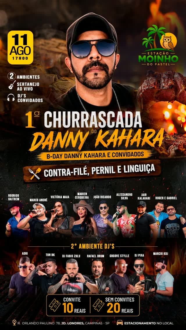 Flyer de Roger e Gabriel, Ton Bk, Rafael Drum, Rodrigo Uaittrem, Marco André, Victória Maia, Marien Cerqueira, João Ricardo, Alessandro Silva, Jair Kalahari, DJ Adri, DJ Fabio Zulu, Groove Stylle, DJ Pira e Marcio KDJ