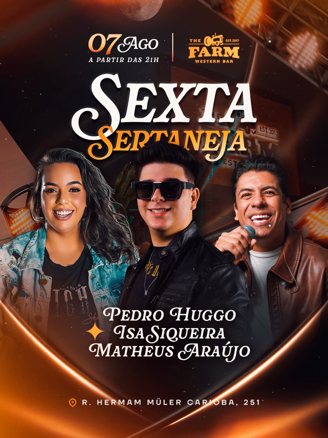 Flyer de Pedro Huggo, Isa Siqueira e Matheus Araújo