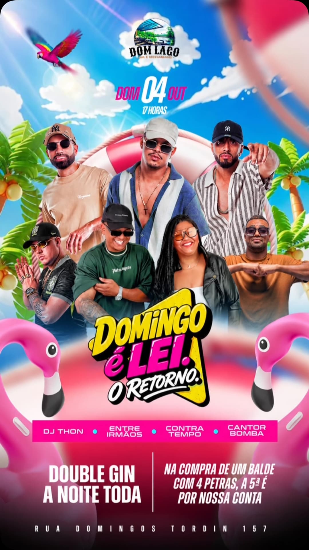 Flyer de DJ Thon, Entre Irmãos, Grupo Contratempo e Cantor Bomba