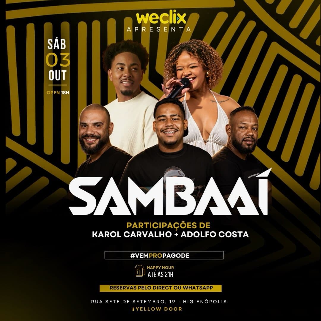 Flyer de Sambaaí, Karol Carvalho e Adolfo Costa