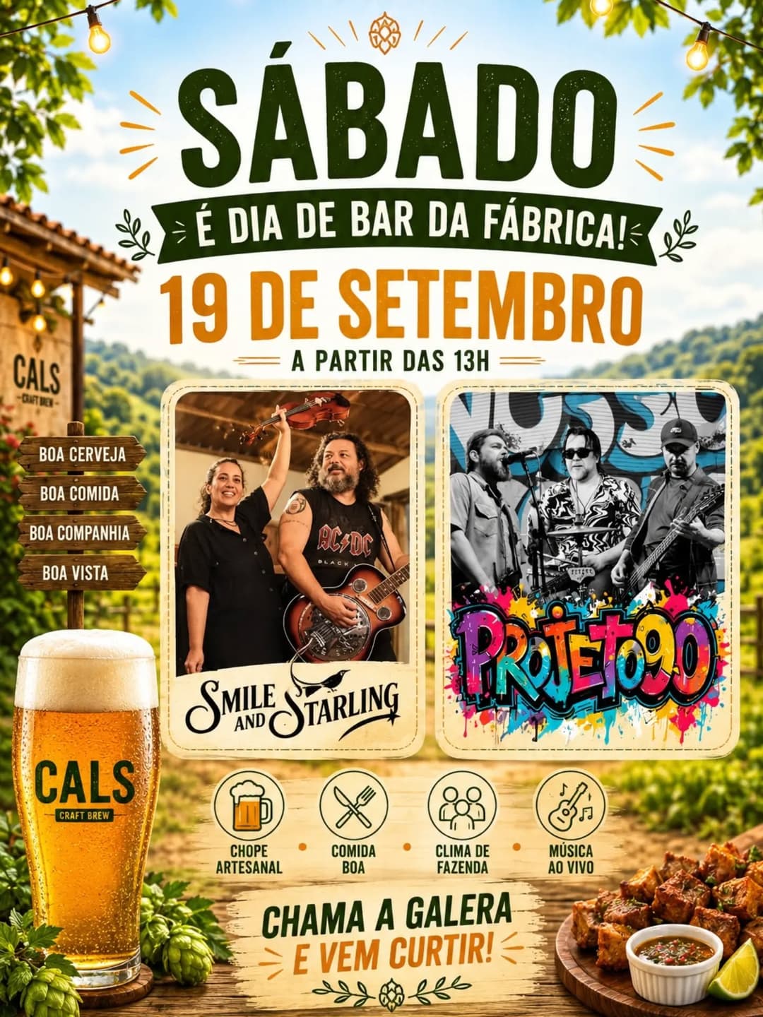 Flyer de Smile and Starling e Projeto 90