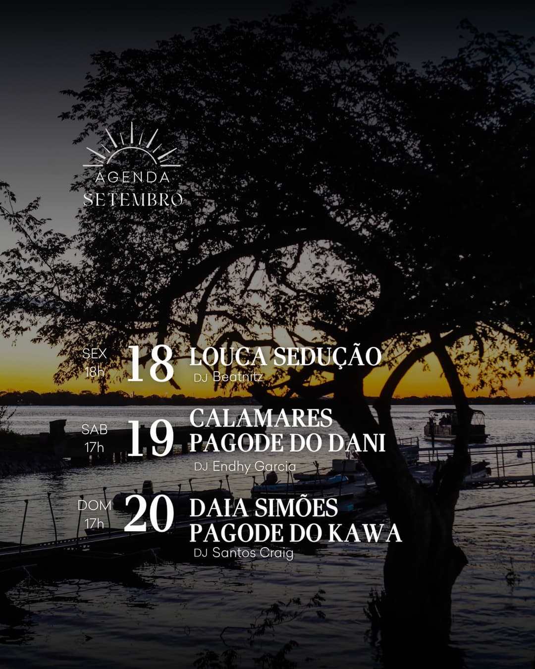 Flyer de Daia Simões, Pagode do Kawa e DJ Santos