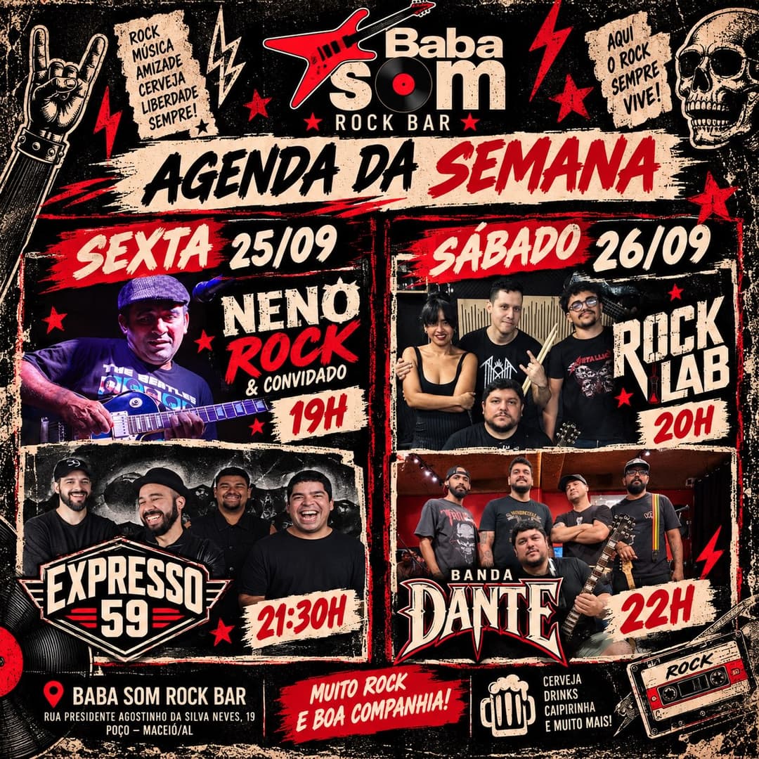 Flyer de Rock Lab e Banda Dante