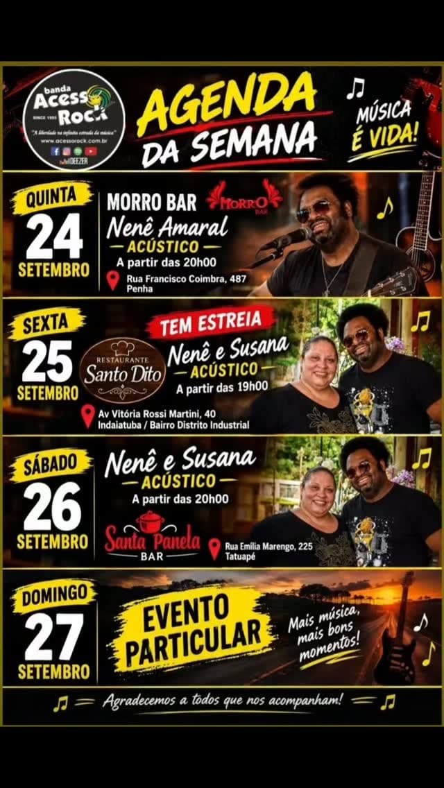 Flyer de Acesso Rock e Nenê e Susana Acústico