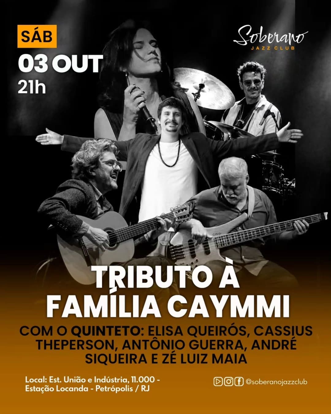 Flyer de Dé Siqueira, Elisa Queirós e mais 3 artistas