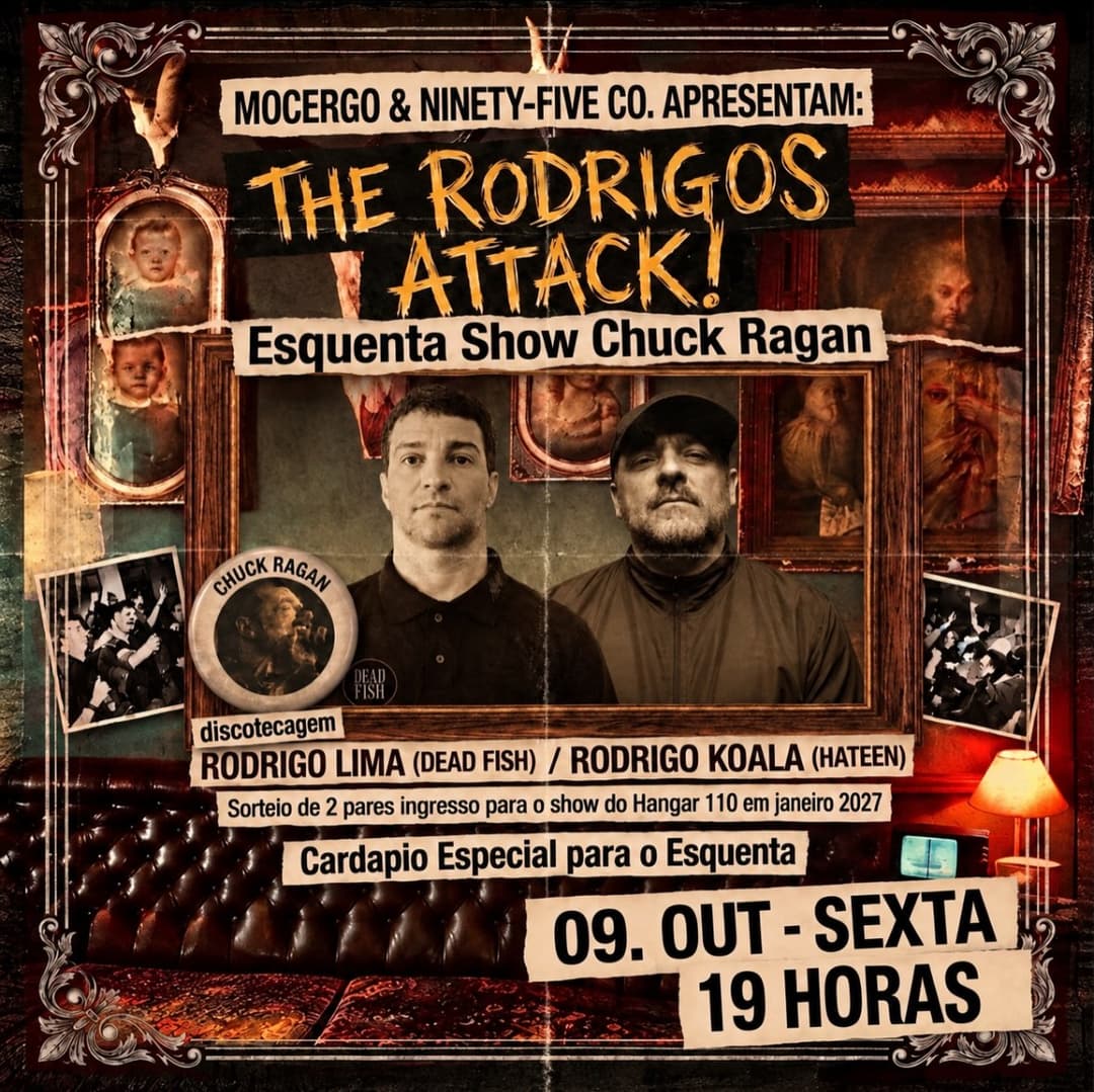 Flyer de Mocergo, 95codot, Chuck Ragan e mais 2 artistas