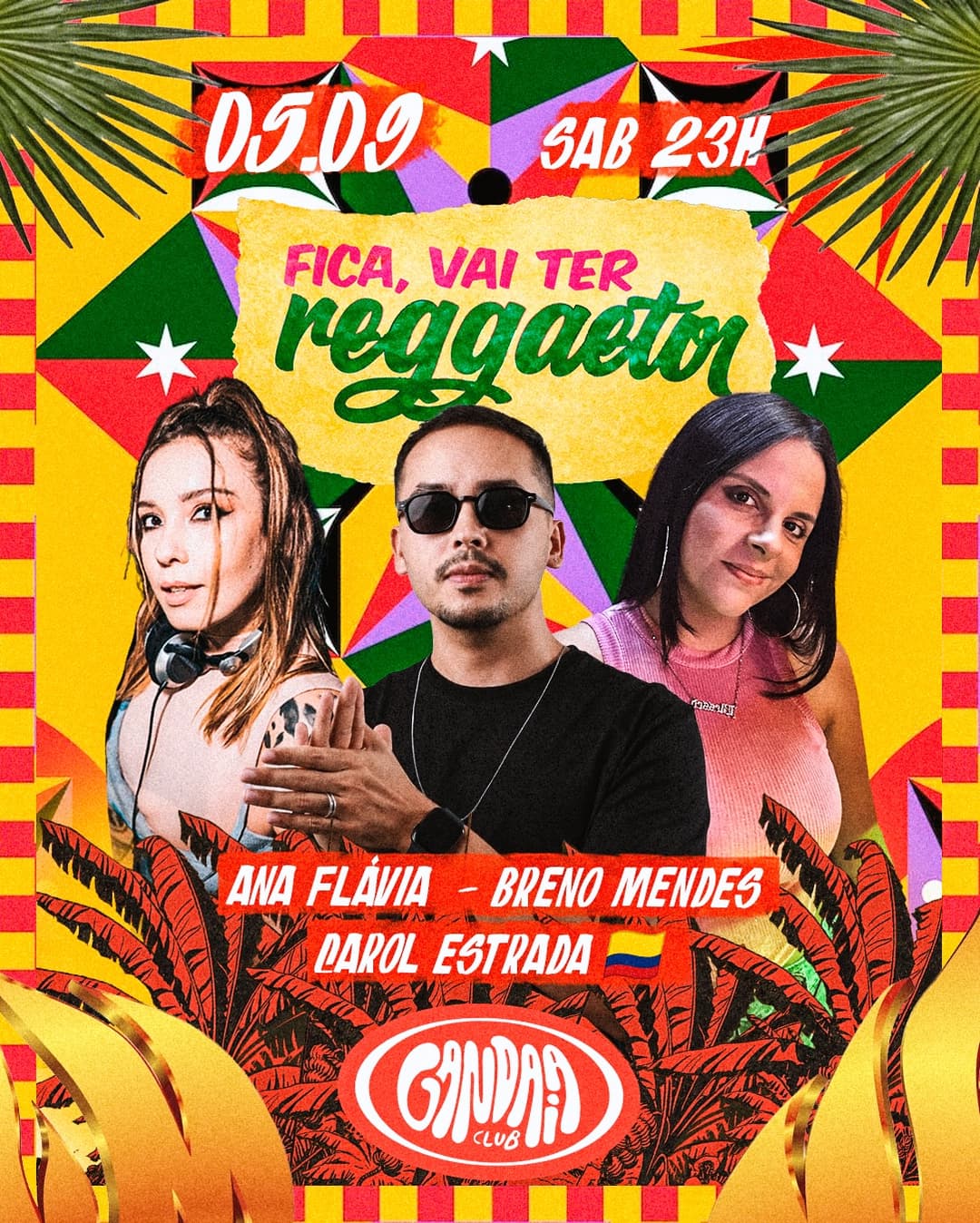 Flyer de Breno, itstoocliche e DJ Carol Estrada