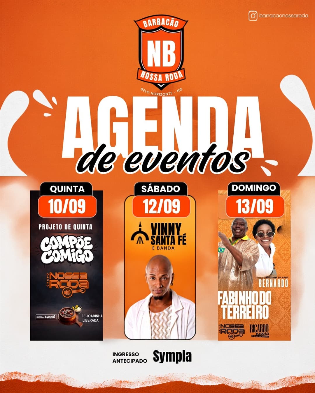 Flyer de Vinny Santa Fé e Banda