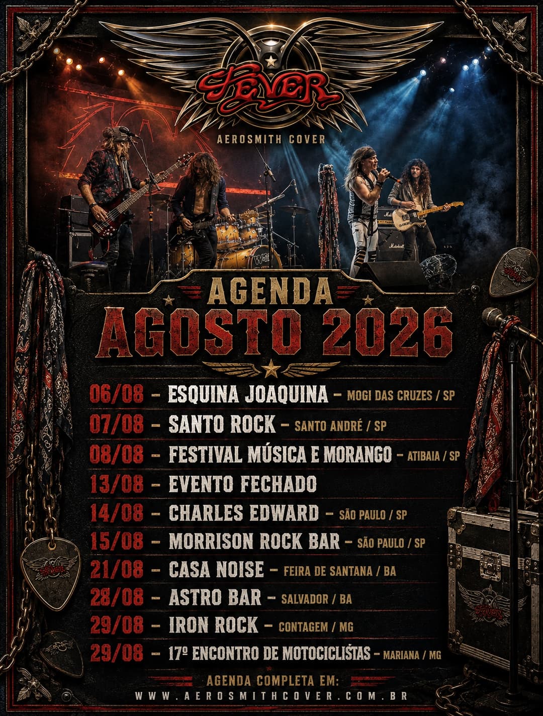 Flyer de Banda Fever e Fever Aerosmith Cover