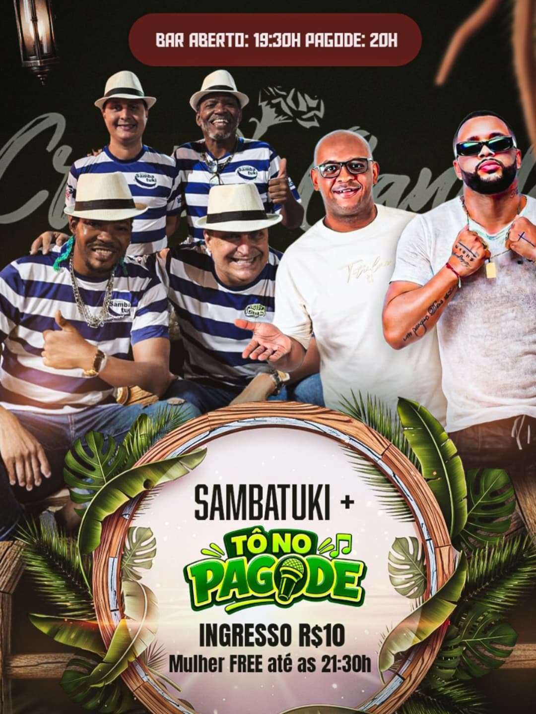 Flyer de Banda Sambatuki e Grupo Tono Pagode