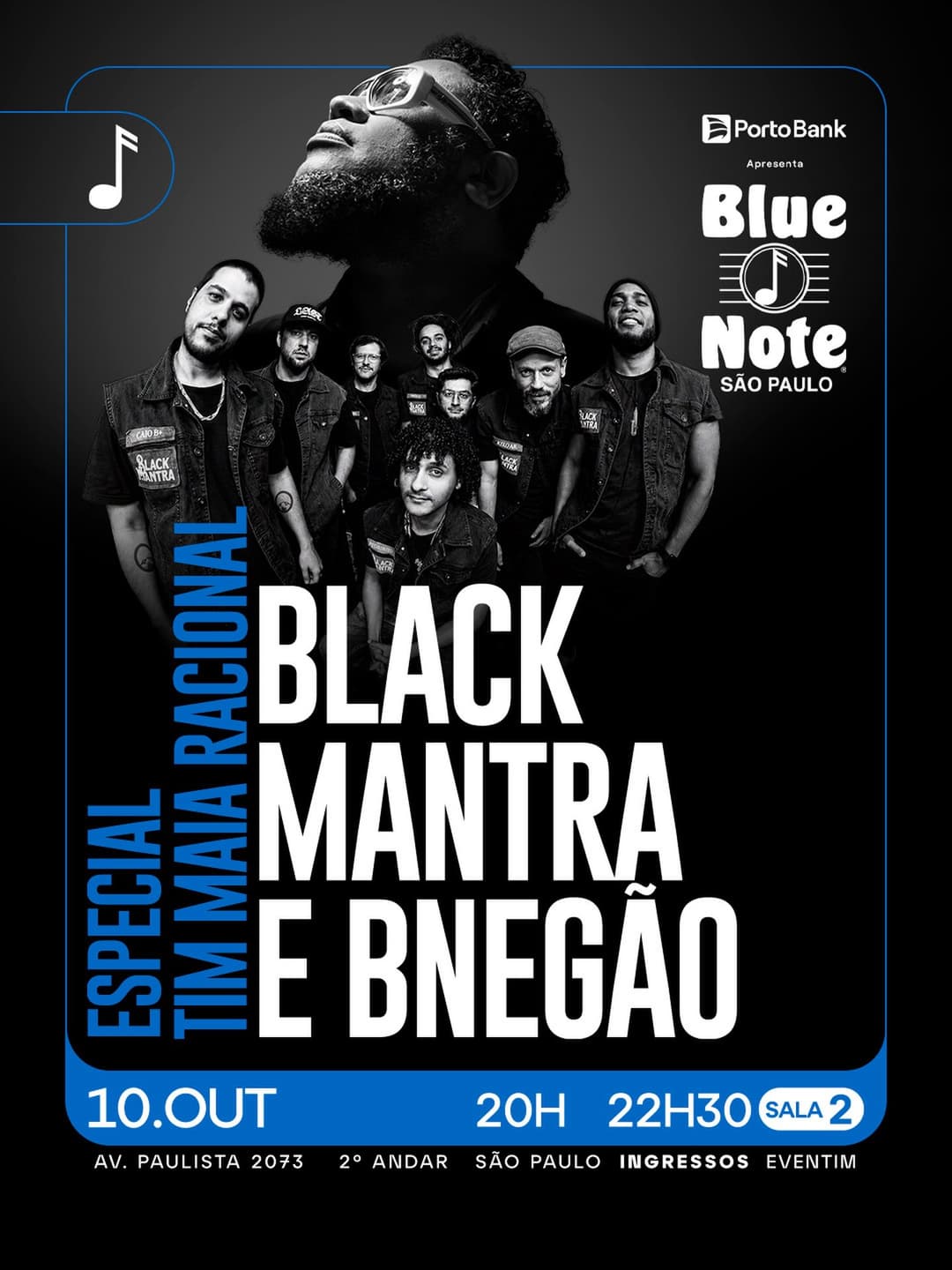 Flyer de Black Mantra e Bnegão