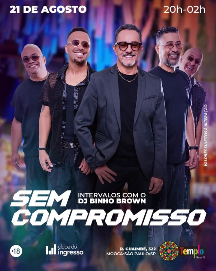 Flyer de DJ Binho Brown e Sem Compromisso