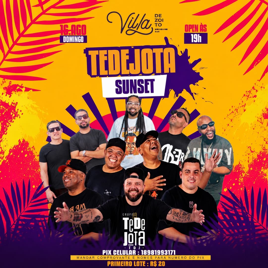 Flyer de Grupo TeDeJota TDJ, Grupo Soul do Samba, Tedejota, Tropa do Rafa, Banda Pai Galo e Mário Lima