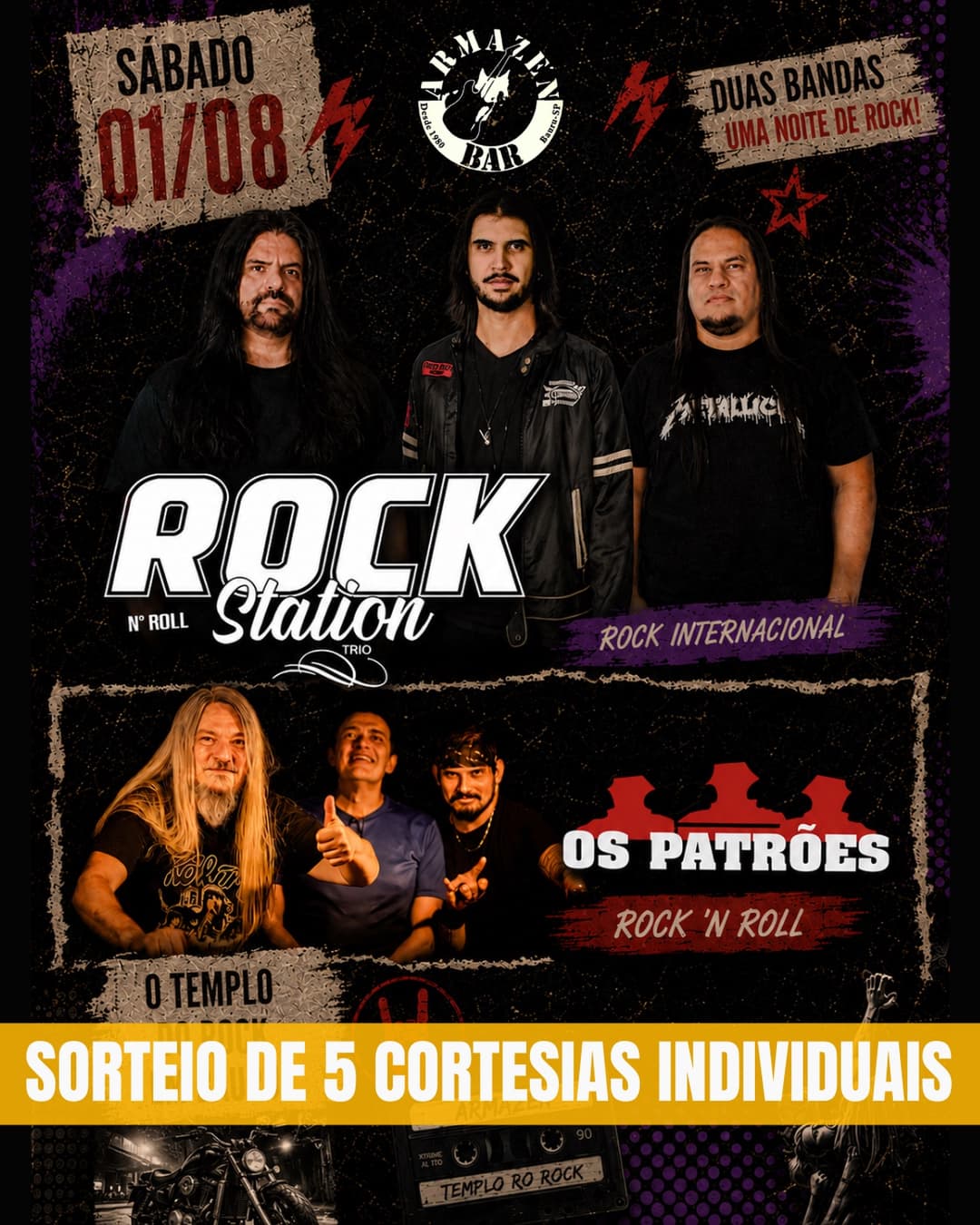 Flyer de Rock'n Roll Station e Os Patrões