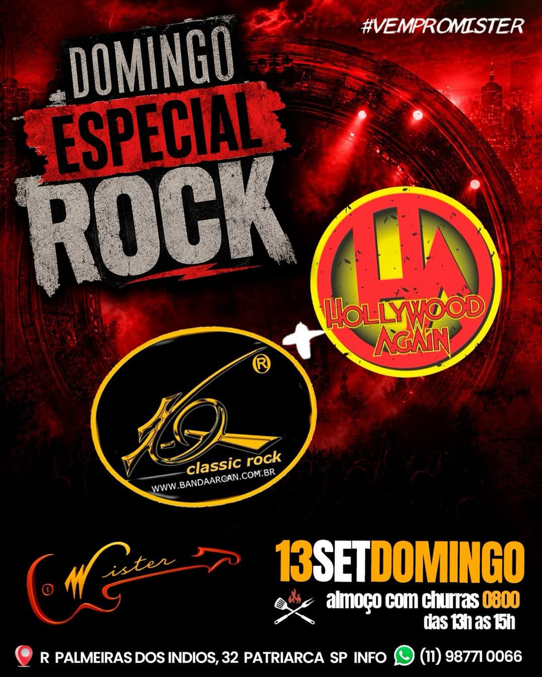 Flyer de Hollywood Again e Arcan Classic Rock