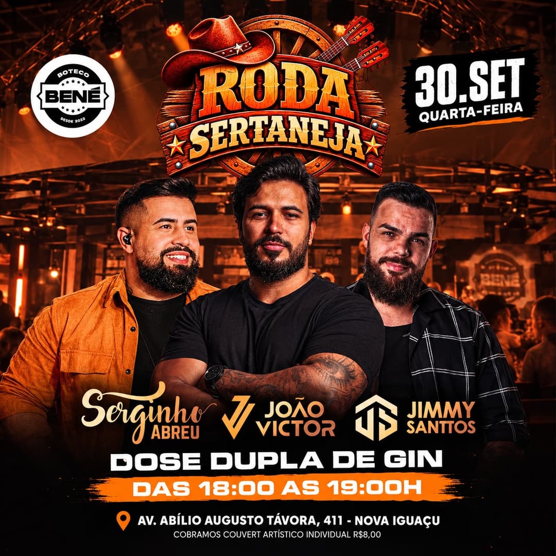 Flyer de Serginho Abreu, João Victor e Jimmy Santos