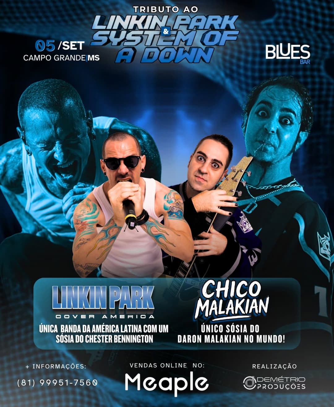 Flyer de Linkin Park Cover América e Chico Malakian