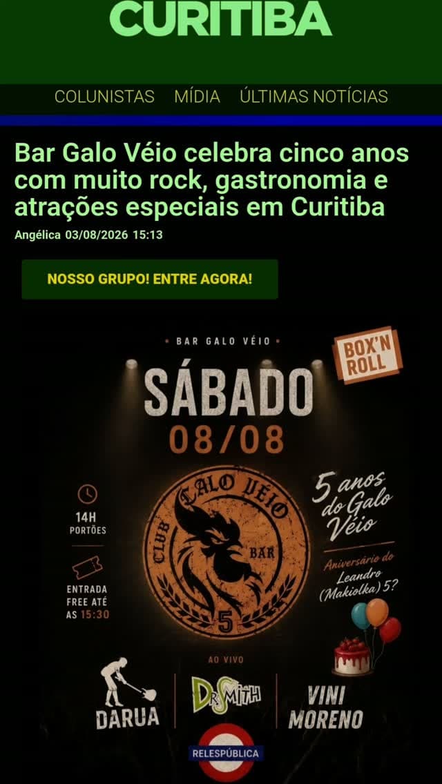 Flyer de Da Rua, Vini Moreno, Relespública, Dr Smith e Robô super led