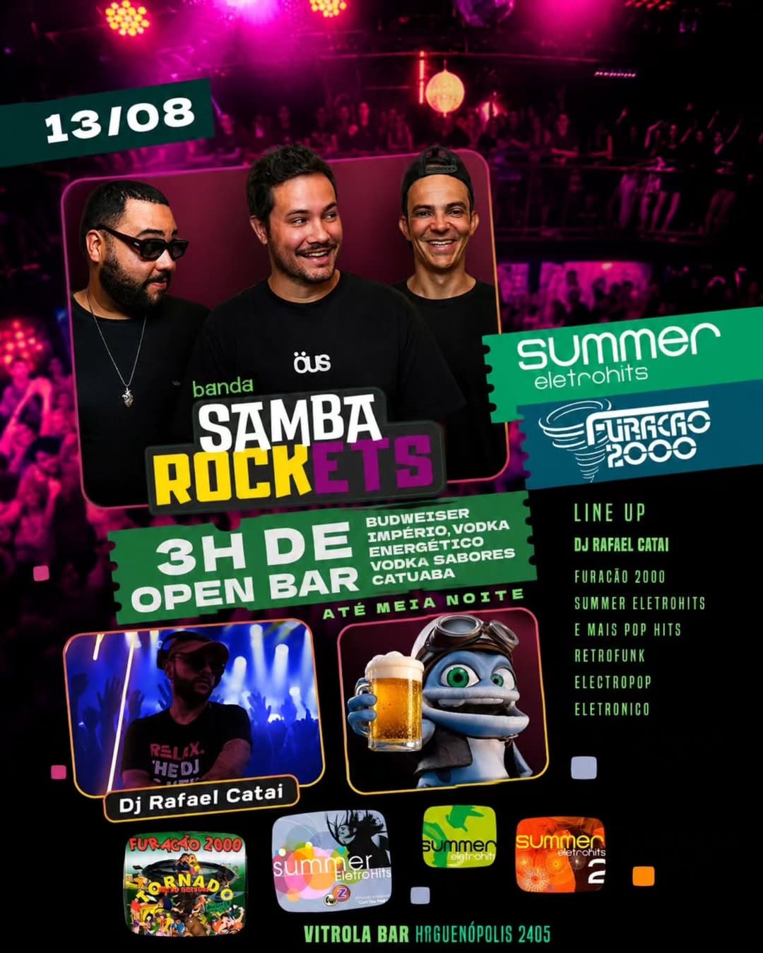 Flyer de Samba Rockets e DJ Rafael Catai