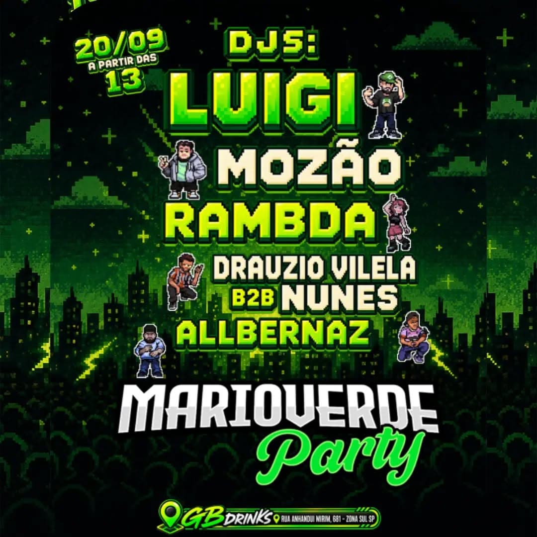 Flyer de Luigi, Mozao, RAMBDA e mais 2 artistas